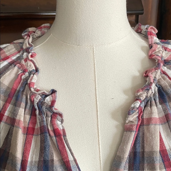 Xirena Plaid Ruffle Collar Women’s Top Cotton Medium - Picture 7 of 9